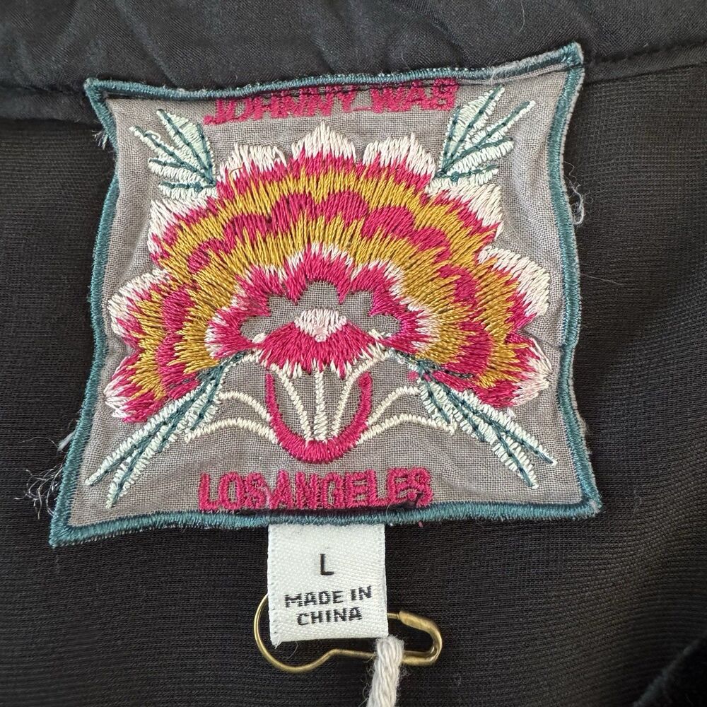 Johnny Was Sisilia Floral Embroidered Velvet Peasant Blouse Large Silk Boho NWT - Picture 4 of 12